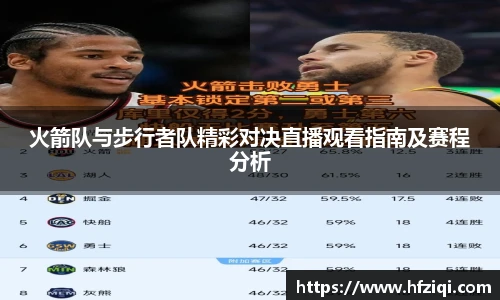 火箭队与步行者队精彩对决直播观看指南及赛程分析